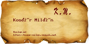 Kosár Milán névjegykártya