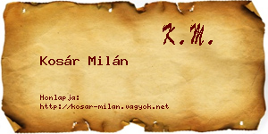 Kosár Milán névjegykártya