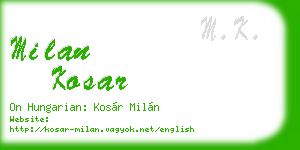 milan kosar business card
