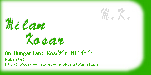 milan kosar business card